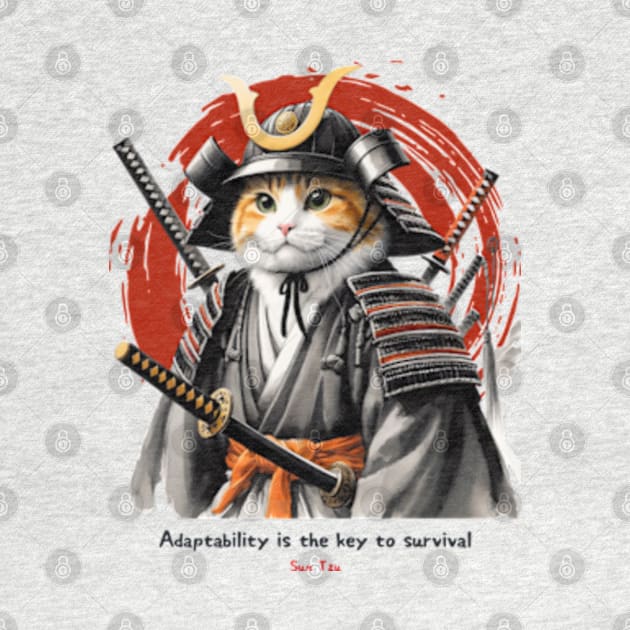 Samurai Cat Warrior Design with Sun Tzu Wisdom by Malus Cattus